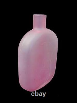 Signed Murano Art Glass Inciso Decanter Bottle And Stopper XL Size Pink White
