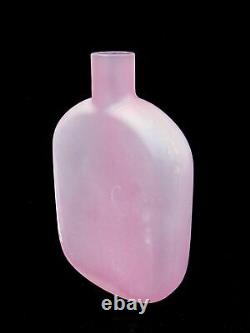 Signed Murano Art Glass Inciso Decanter Bottle And Stopper XL Size Pink White