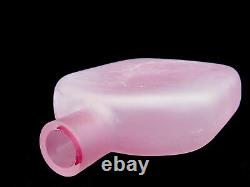 Signed Murano Art Glass Inciso Decanter Bottle And Stopper XL Size Pink White