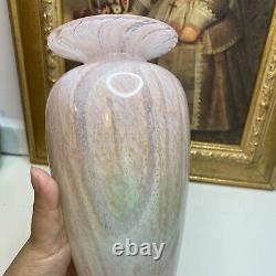 Signed & Numbered Michael Nourot Studio Art Glass Pink Swirl 7.5H Flower Vase