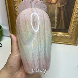 Signed & Numbered Michael Nourot Studio Art Glass Pink Swirl 7.5H Flower Vase