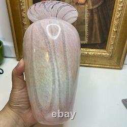 Signed & Numbered Michael Nourot Studio Art Glass Pink Swirl 7.5H Flower Vase