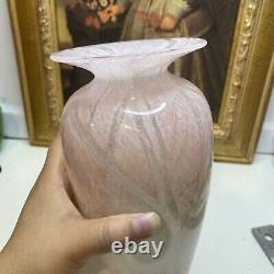 Signed & Numbered Michael Nourot Studio Art Glass Pink Swirl 7.5H Flower Vase
