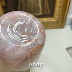 Signed & Numbered Michael Nourot Studio Art Glass Pink Swirl 7.5H Flower Vase