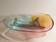 Signed Paul Harrie Art Glass Blue Yellow Pink Original Sticker Mint Condition