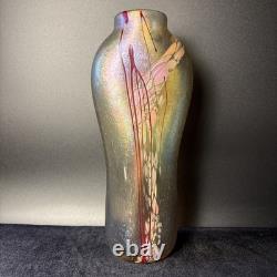 Signed Red And Pink Glass Art Vase