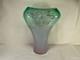 Signed Studio Art Glass Vase 13 3/8 in Mint Green Lavender Pink Gradient