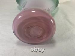 Signed Studio Art Glass Vase 13 3/8 in Mint Green Lavender Pink Gradient