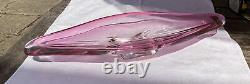 Signed Vintage Val St Lambert Pink Crystal Art Glass Centrepiece Bowl Dish Retro