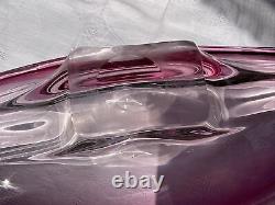 Signed Vintage Val St Lambert Pink Crystal Belgium Glass Centrepiece Bowl Dish
