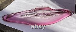 Signed Vintage Val St Lambert Pink Crystal Belgium Glass Centrepiece Bowl Dish