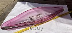 Signed Vintage Val St Lambert Pink Crystal Belgium Glass Centrepiece Bowl Dish