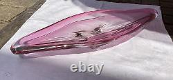 Signed Vintage Val St Lambert Pink Crystal Belgium Glass Centrepiece Bowl Dish