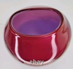Sigwarth Art Glass Studio Silver Leaf Pink Purple Abstract Vase Hand Blown