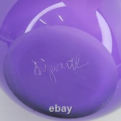 Sigwarth Art Glass Studio Silver Leaf Pink Purple Abstract Vase Hand Blown