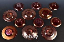 Six Rare Moser Karlsbad Art Glass Egyptian Enamel Finger Bowls & Under Plates