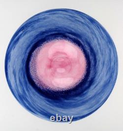 Skruf Annette Krahmer LARGE SCANDINAVIAN ART GLASS CHARGER Pink & Blue 41cm