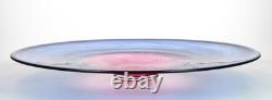 Skruf Annette Krahmer LARGE SCANDINAVIAN ART GLASS CHARGER Pink & Blue 41cm