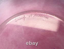 Skruf Annette Krahmer LARGE SCANDINAVIAN ART GLASS CHARGER Pink & Blue 41cm