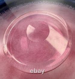 Skruf Annette Krahmer LARGE SCANDINAVIAN ART GLASS CHARGER Pink & Blue 41cm