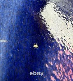 Skruf Annette Krahmer LARGE SCANDINAVIAN ART GLASS CHARGER Pink & Blue 41cm