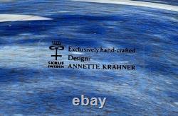 Skruf Annette Krahmer LARGE SCANDINAVIAN ART GLASS CHARGER Pink & Blue 41cm