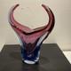 Sommerso Art Glass Vase Blue Pink Flared Murano Style Flavio Poli Inspired 7x8