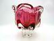 Sommerso Chribska XXL organic foot round pink & amber art glass centrepiece bowl