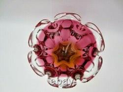 Sommerso Chribska XXL organic foot round pink & amber art glass centrepiece bowl