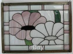 Stained Glass Window Panel Suncatcher / Pink and Clear