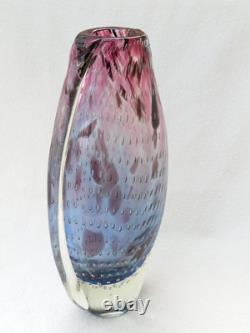 Star by julien macdonald Vase Art Glass Controlled Bubble Blue Pink Purple 30cm