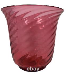 Steuben Art Glass Vase Rose Pink Swirl Centerpiece