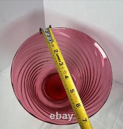 Steuben Art Glass Vase Rose Pink Swirl Centerpiece