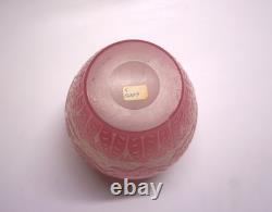 Steuben Rosaline Acid Etched Cut Back Glass Covered Vase #5000