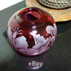 Steven Correia 1984 Limited Edition 19/125 Cranberry 6 Rose Bowl Art Glass Vase