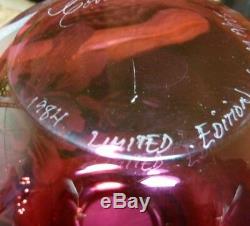 Steven Correia 1984 Limited Edition 19/125 Cranberry 6 Rose Bowl Art Glass Vase