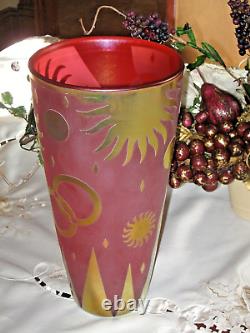Steven Correia Etched Art Glass Cameo Vase Signed Artist Proof