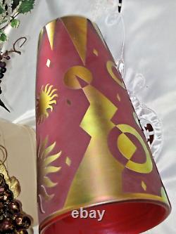 Steven Correia Etched Art Glass Cameo Vase Signed Artist Proof