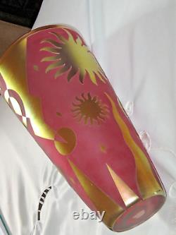 Steven Correia Etched Art Glass Cameo Vase Signed Artist Proof