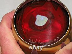 Steven Correia Etched Art Glass Cameo Vase Signed Artist Proof