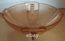 Stolzle Style Art Deco Rose Pink Fruit Bowl + Dishes