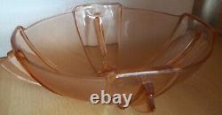 Stolzle Style Art Deco Rose Pink Fruit Bowl + Dishes