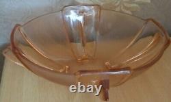 Stolzle Style Art Deco Rose Pink Fruit Bowl + Dishes