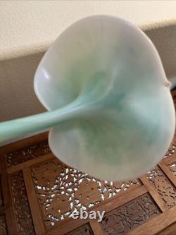 Stuart Abelman Jack in the Pulpit Iridescent Pink Art Glass Vase 10 inch Signed