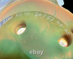 Studio Ahus Swedish Art Glass Vase Pink Amber Bubble Core 10.5 Scandinavian