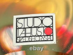 Studio Ahus Swedish Art Glass Vase Pink Amber Bubble Core 10.5 Scandinavian