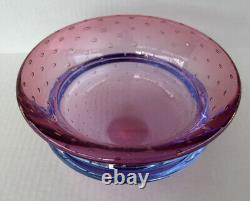 Studio Art Glass Bowl 7 Controlled Bubble Pink Purple Mark Sudduth Modern Art