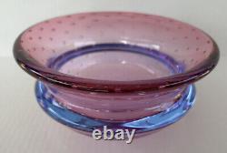 Studio Art Glass Bowl 7 Controlled Bubble Pink Purple Mark Sudduth Modern Art