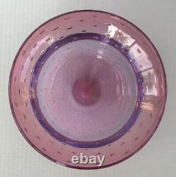 Studio Art Glass Bowl 7 Controlled Bubble Pink Purple Mark Sudduth Modern Art