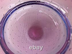 Studio Art Glass Bowl 7 Controlled Bubble Pink Purple Mark Sudduth Modern Art